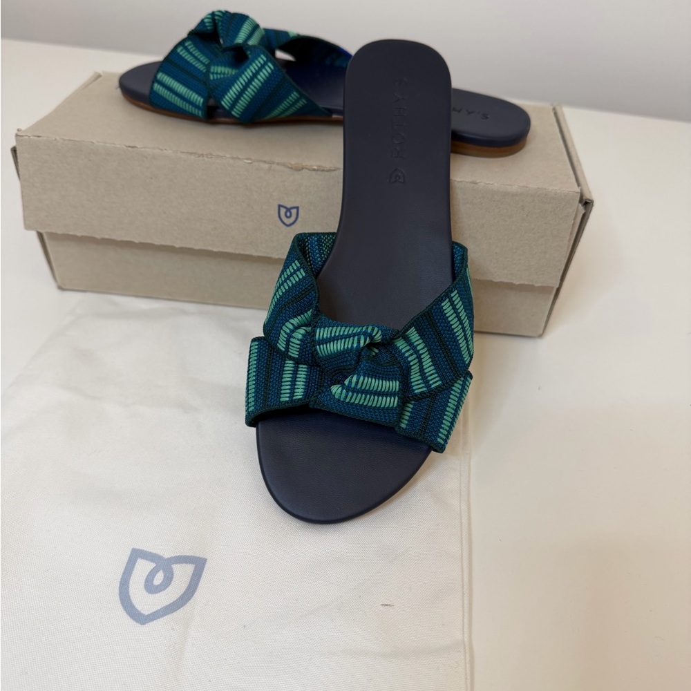Rothy's Women's Green and Blue Striped Sandals
